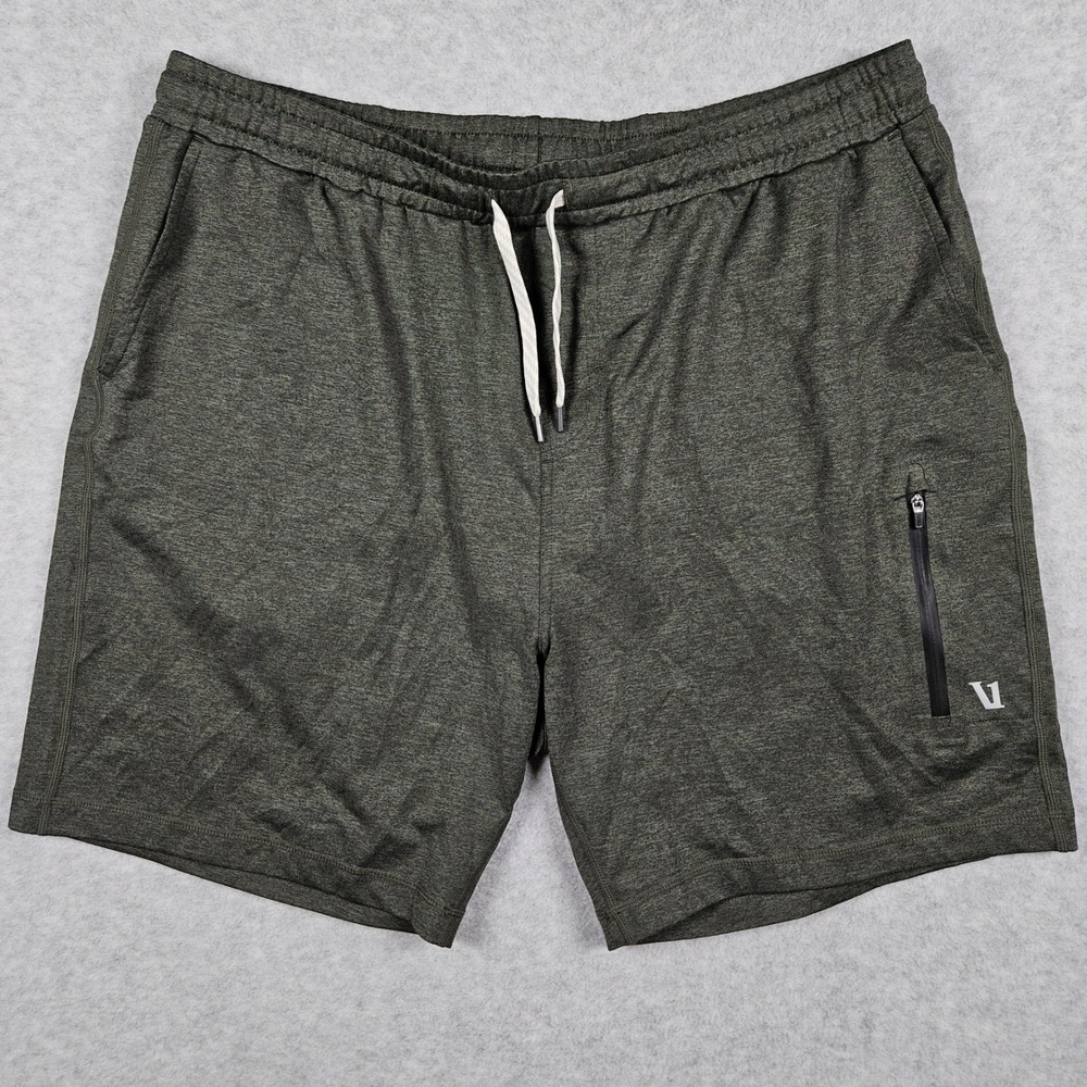 Vuori Sunday Shorts (Mens XXL) Green Heathered Athletic Unlined Zip Pockets V381